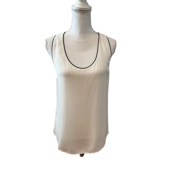 Theory Sheer silk racerback tank top Off White L - Picture 2 of 8